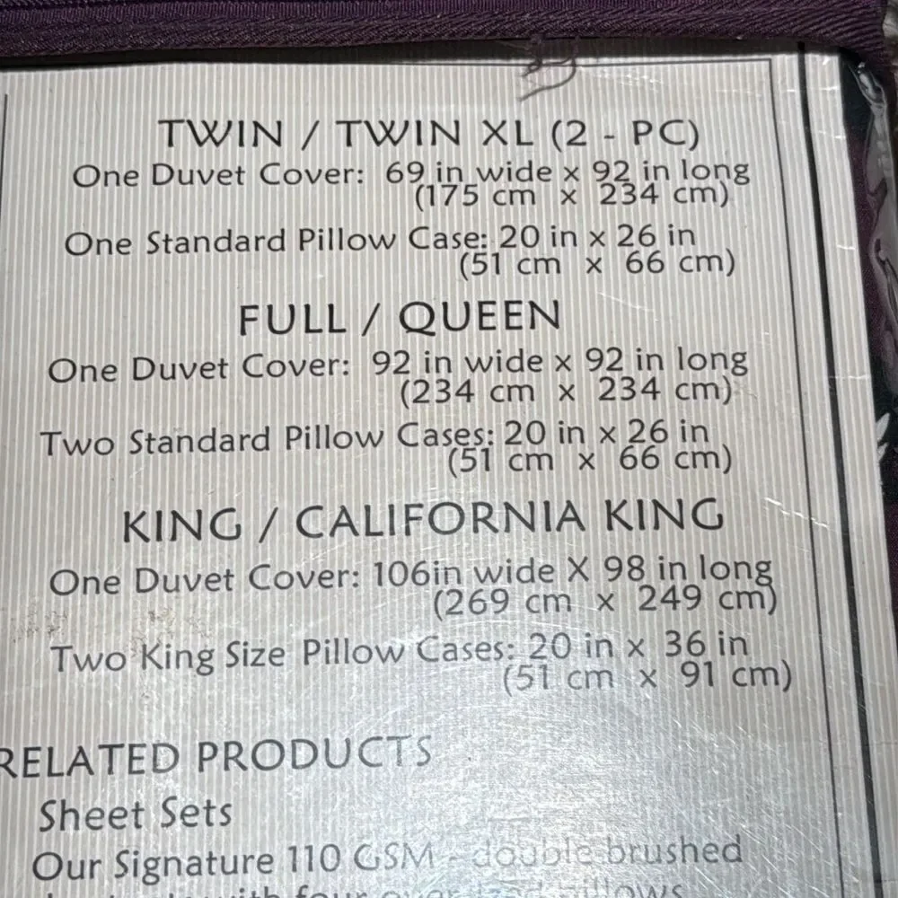 SouthShore Twin 2pc Duvet Cover‎ Set, Purple, Duvet Cover & 1 Sham